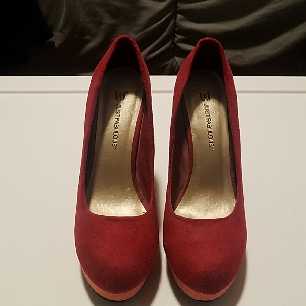 Red platform heels - never worn!